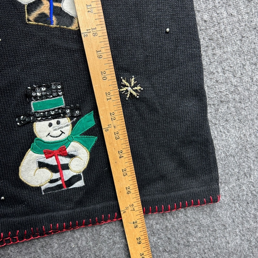 Christmas Sweater Vest Victoria Jones 2X Pearl Beaded Snowman Ugly - Picture 8 of 9